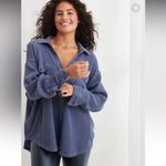 Aerie  Deep Blue LumberJane Waffle Knit Button Up Tunic Shirt Jacket - size L Photo 10