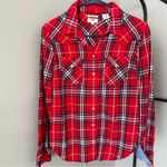 Levi's LEVI’S women’s classic fit red flannel gingham plaid shirt small Photo 2
