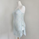 Vintage Y2K Cinema Etoile Blue Lace Slip Dress Stretch Bodycon Lace Up Side M Size M Photo 1