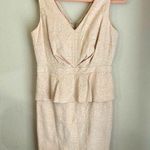 Badgley Mischka NWT Belle Cream Blush Floral Brocade Peplum Sheath Dress 10 Photo 0