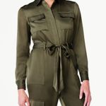 Wide Leg Satin Jumpsuit Green Size L Photo 4