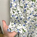 ZARA  Linen Blend Cottagecore Floral Long Sleeve Dress Smocked Neck size Small Photo 7