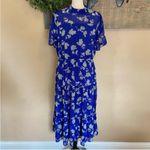 Lulus NWOT  Floral Dressed Up Royal Blue Floral Print Midi Dress Photo 8