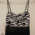 New Mint Zebra Print Ruched Dress Tulle Size Medium Black Photo 4