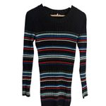 Parker Bruna Black Multicolor Striped Long Sleeve Crewneck Knit Sweater Dress L Photo 6