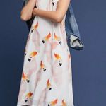 Corey Lynn Calter Zola Midi Dress‎ XS Spring Summer Parrot Animal Halter Neck White Photo 0