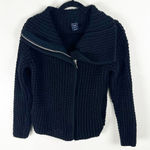 Gap Classic Black 100% Cotton Full Zipper Crochet Knit Long Sleeves Jacket Small Photo 0