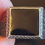 Black obsidian gemstone S925 silver ring size 8.5 Photo 4