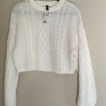 H&M White Cable knit Cropped Sweater Photo 0