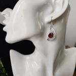 Silver Plate Chain Necklace with Red Onyz and Ruby in Fuchsite Pendant Earrings Photo 7