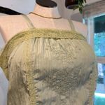 Unique spectrum  Sage Green Silky Ruched Floral Embroidered Tank Top Size 1X Photo 7