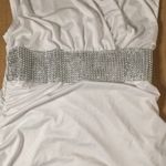 B74 New Womens Rhinestones Ruched Dress White Size Small Photo 2
