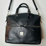 Dooney & Bourke Black Pebble Grain Double Pocket Satchel Zipper Shoulder Handbag Photo 0