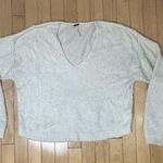 Free People  Creamy White Eyelash Soft Cropped V Neck Sweater Size Small Photo 1