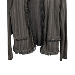 Dana Buchman Women's Sz M Gray Knit Ruffled Fringe Wool Blend Cardigan Sweater Photo 3