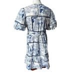 Joie  Blue And White Tropical Toile Fit and Flare Dress, Sz 10 Photo 4