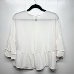 Bershka White Flared 3/4 Sleeve Ruffle Hem Top Size Small Beach Boho Lightweight Photo 5