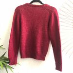 Burgundy and red wool acrylic sweater with a V Photo 1