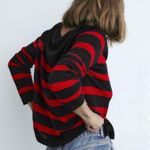 ZARA Black Red Striped Basic Knit Sweater Pullover Long Sleeve Top Size Small Photo 3
