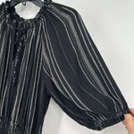 Rails  Abia Dress Tiered Black Stripe Smocked Ruffle Linen Blend Boho Size XS Photo 4