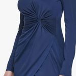 Guess  blue dress knot front‎ fitted v neck long sleeve NEW Photo 2