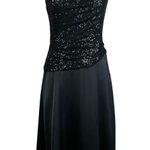 DKNY Sequin and Satin Sleeveless A-Line Midi Cocktail Dress Black Size 4 Photo 0