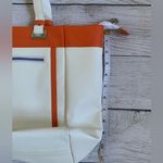 Italian White Tote with Orange Trim Faux Leather Photo 8
