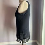 Gap  black scoop neck lightweight tank top with lace hem and side slits Photo 2