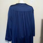 Vintage Shadowline Satin Long Sleeve Robe-Large-Embroidered Rose Yoke-Pockets- Photo 7