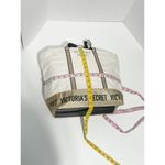 Victoria's Secret Victoria’s Secret Canvas Tote‎ Structured Shoulder Bag Gold Glitter Cream Color Photo 6