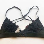 French Affairs Size Small Black Mesh Rose Appliqué Triangle Bra Photo 3