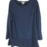 Style & Co Womens Tunic Sweater Ruffle Scoop Neck Cotton Blend Navy Blue 0X Photo 0