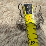 Sterling‎ Silver 925 Quarter Moon Dangly Earrings Photo 4