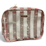 Sonia Joy Striped Cosmetic Bag in Pink and White Photo 0