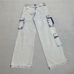 Forever 21  Premium Denim Cargo Jeans 25 Women Light Relaxed Fit Straight Leg Y2K Photo 1