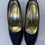 St. John Black Satin Pumps w/ Pailette Toe & Heel Detail Italy Sz 7B Photo 0