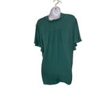 Loft  Size Large Green Tie Neck Blouse Flutter Sleeves Flowy Lightweight Preppy Photo 3