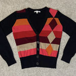 CAbi Colorblock Argyle Knit Cardigan Sweater XS Photo 0