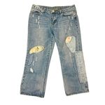 Y2K boho jeans capri patchwork boho hippie distressed artsy streetwear cropped Blue Size undefined Photo 1