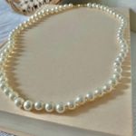 Hand Knotted Apricot Pearl Necklace Vintage “Juno” Classic Elegant Feminine Layering Iridescent White Photo 4