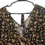 Altar'd State Black & Yellow Floral V-Neck Bell Long Sleeve Blouse Women Sz S Photo 6