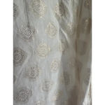 Dylan  100% Cotton peasant blouse white w/gold metalic M Photo 2