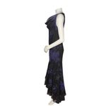 Jessica Howard  Black Sleeveless Gown Purple Floral Glitter Embellish Cowl Neck Photo 2