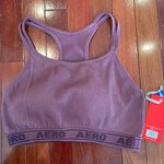 Aeropostale NEW Aero Sport Ribbed Purple Sports Bra Removable Cups Dark Athletic Photo 0
