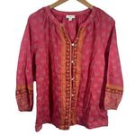 J.Jill Top Women S Pink Orange Mixed Print Button Up Boho Light Weight Tunic Photo 0