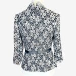 Alex Evenings  top blouse S black silver lace sequins with bow Photo 2