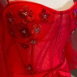 Women’s Red Prom Party Formal Dress With Corset Back and Leg Slit Size 10 NWOT Red Photo 2