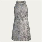 Alice + Olivia Alice Olivia Silver Gold Beaded Embellished Cocktail Mini Dress Size 4 Photo 2