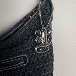 Luxy Womens Black Vegan Leather Crochet Shoulder Bag Purse Photo 1