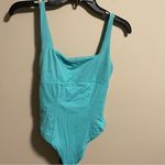 Becca Olivia One Piece Corset Square Neck Swimsuit in Sea Blue- Size Small Photo 4